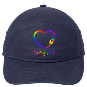 Love Is Love Rainbow Butterfly Heart 7-Panel Snapback Hat