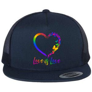 Love Is Love Rainbow Butterfly Heart Flat Bill Trucker Hat