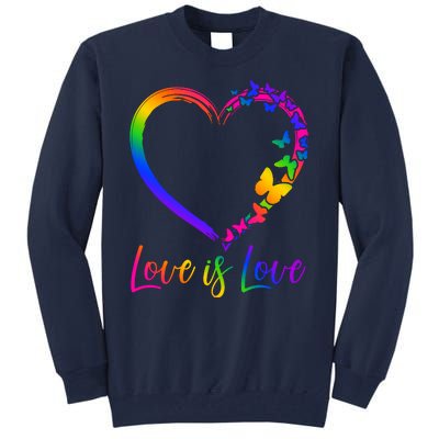 Love Is Love Rainbow Butterfly Heart Tall Sweatshirt