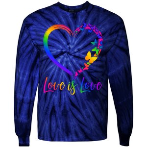 Love Is Love Rainbow Butterfly Heart Tie-Dye Long Sleeve Shirt