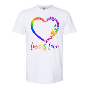 Love Is Love Rainbow Butterfly Heart Softstyle® CVC T-Shirt