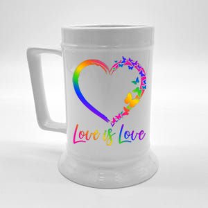 Love Is Love Rainbow Butterfly Heart Beer Stein