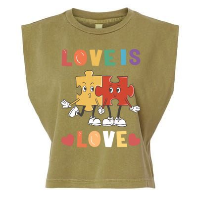 Love Is Love Puzzle Partner Look Design Gift Garment-Dyed Women's Muscle Tee