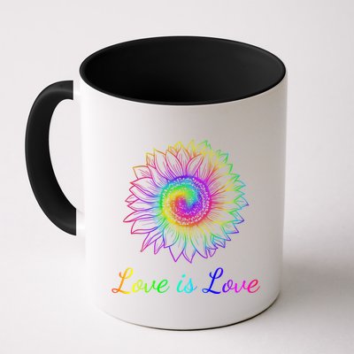 Love Is Love Tie Dye Rainbow Sunflower Mug
