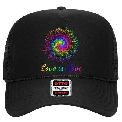 Love Is Love Tie Dye Rainbow Sunflower Trucker Hat