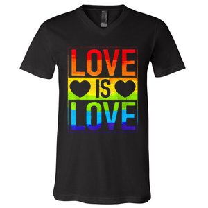 Love Is Love Lgbt Gay Lesbian Rainbow V-Neck T-Shirt