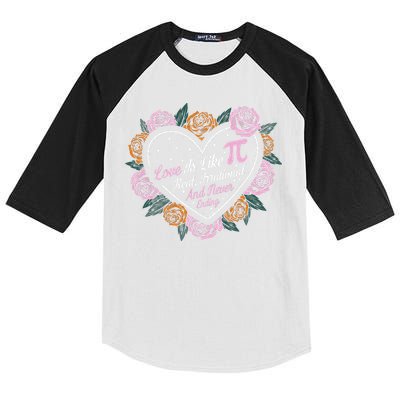 Love Is Like Pi Real Irrational & Never Ending V-day Quote Kids Colorblock Raglan Jersey