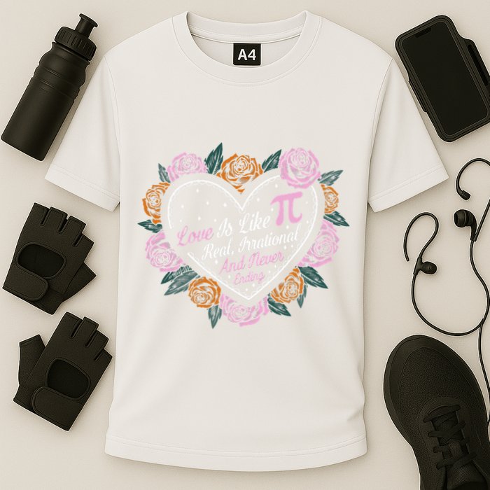 Love Is Like Pi Real Irrational & Never Ending V-day Quote Performance Shirt