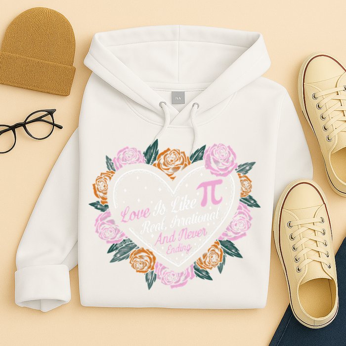 Love Is Like Pi Real Irrational & Never Ending V-day Quote Hoodie