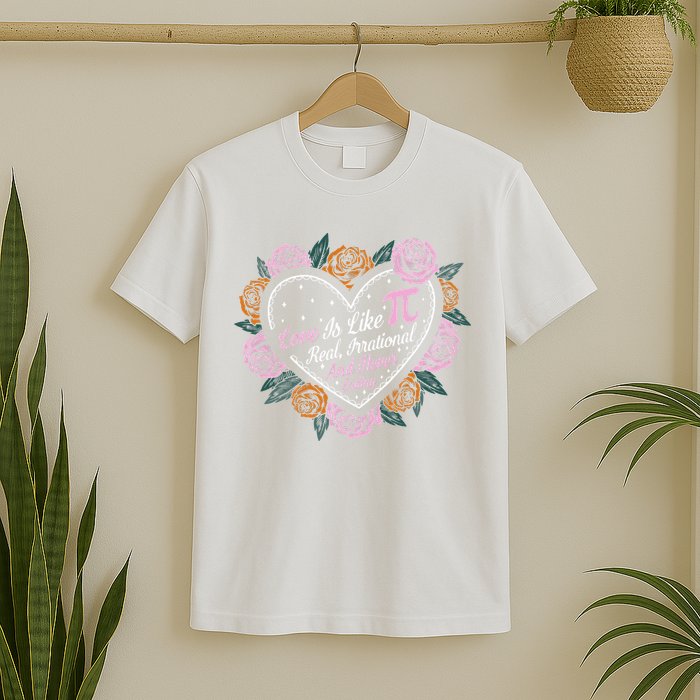 Love Is Like Pi Real Irrational & Never Ending V-day Quote T-Shirt