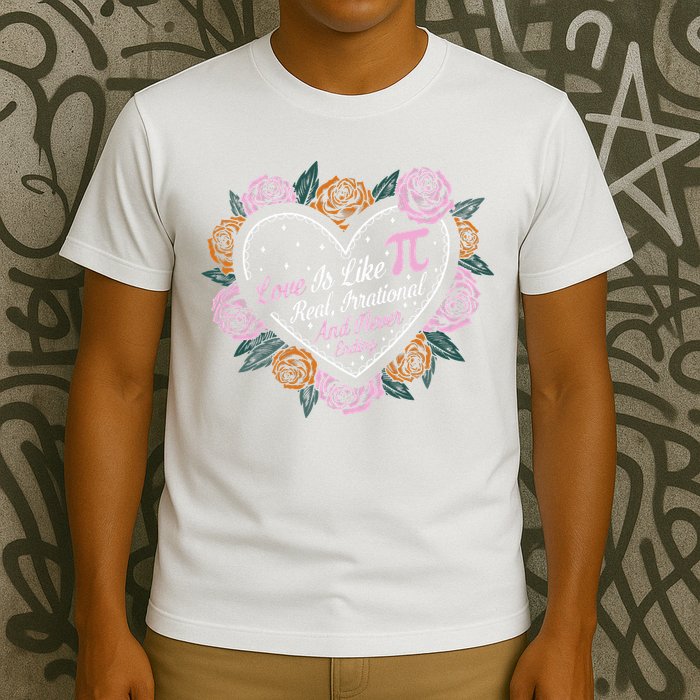 Love Is Like Pi Real Irrational & Never Ending V-day Quote T-Shirt