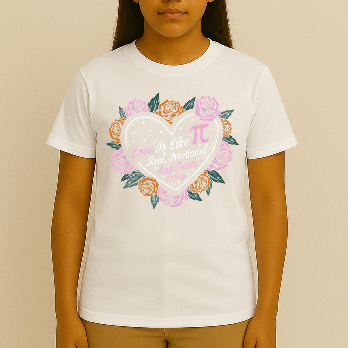 Love Is Like Pi Real Irrational & Never Ending V-day Quote T-Shirt