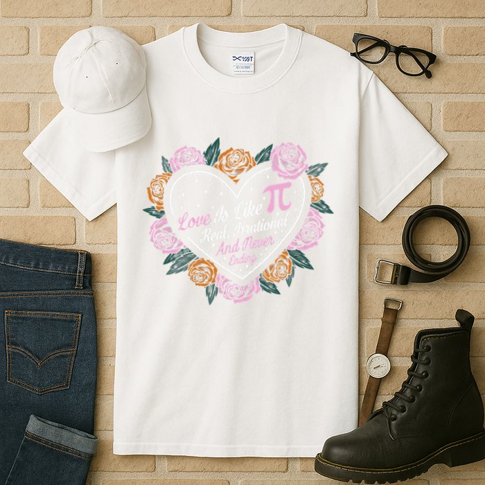 Love Is Like Pi Real Irrational & Never Ending V-day Quote Tall T-Shirt