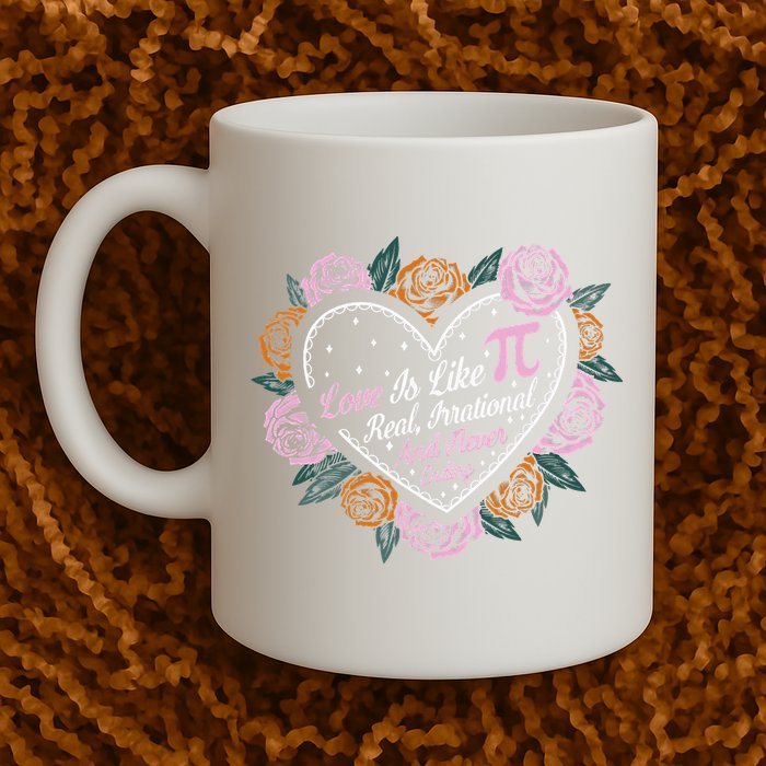 Love Is Like Pi Real Irrational & Never Ending V-day Quote Mug