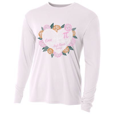 Love Is Like Pi Real Irrational & Never Ending V-day Quote Cooling Performance Long Sleeve Crew