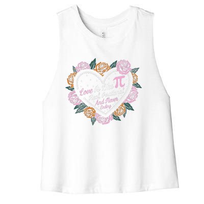 Love Is Like Pi Real Irrational & Never Ending V-day Quote Women's Racerback Cropped Tank