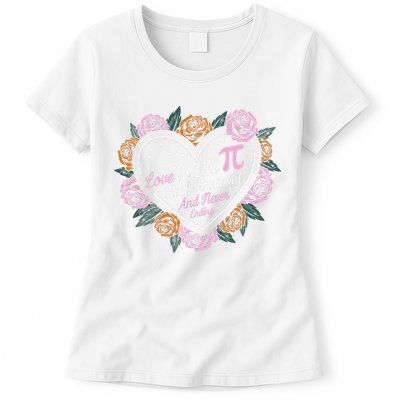 Love Is Like Pi Real Irrational & Never Ending V-day Quote Womens T-Shirt