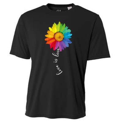 Love Is Love Rainbow Sunflower Lgbt G.A.Y Lesbian Pride Gifts Cooling Performance Crew T-Shirt