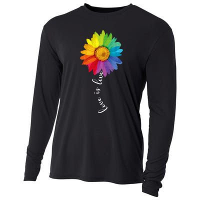 Love Is Love Rainbow Sunflower Lgbt G.A.Y Lesbian Pride Gifts Cooling Performance Long Sleeve Crew