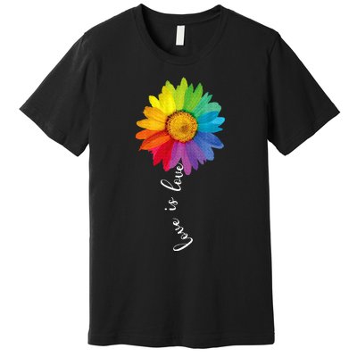 Love Is Love Rainbow Sunflower Lgbt G.A.Y Lesbian Pride Gifts Premium T-Shirt