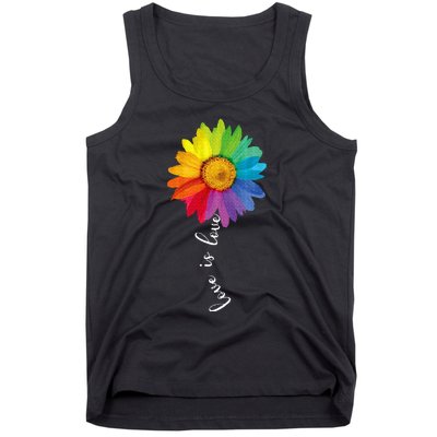 Love Is Love Rainbow Sunflower Lgbt G.A.Y Lesbian Pride Gifts Tank Top