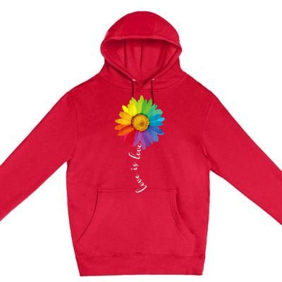 Love Is Love Rainbow Sunflower Lgbt G.A.Y Lesbian Pride Gifts Premium Pullover Hoodie