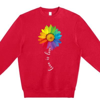 Love Is Love Rainbow Sunflower Lgbt G.A.Y Lesbian Pride Gifts Premium Crewneck Sweatshirt