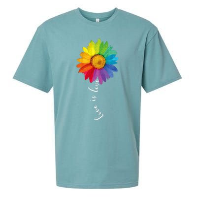 Love Is Love Rainbow Sunflower Lgbt G.A.Y Lesbian Pride Gifts Sueded Cloud Jersey T-Shirt