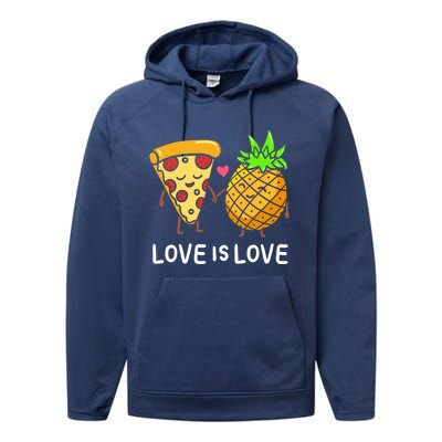 Love Is Love Clothing Gift For Valentine Funny Pizza Lover Funny Gift Performance Fleece Hoodie