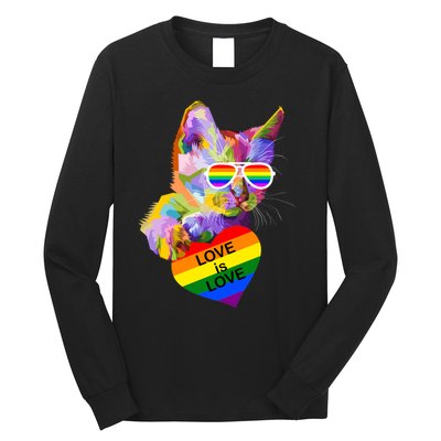 Love Is Love Retro Cat Pride Month Long Sleeve Shirt
