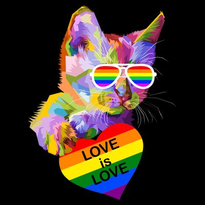 Love Is Love Retro Cat Pride Month T-Shirt