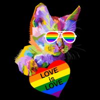 Love Is Love Retro Cat Pride Month Poster