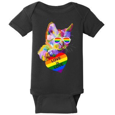 Love Is Love Retro Cat Pride Month Baby Bodysuit