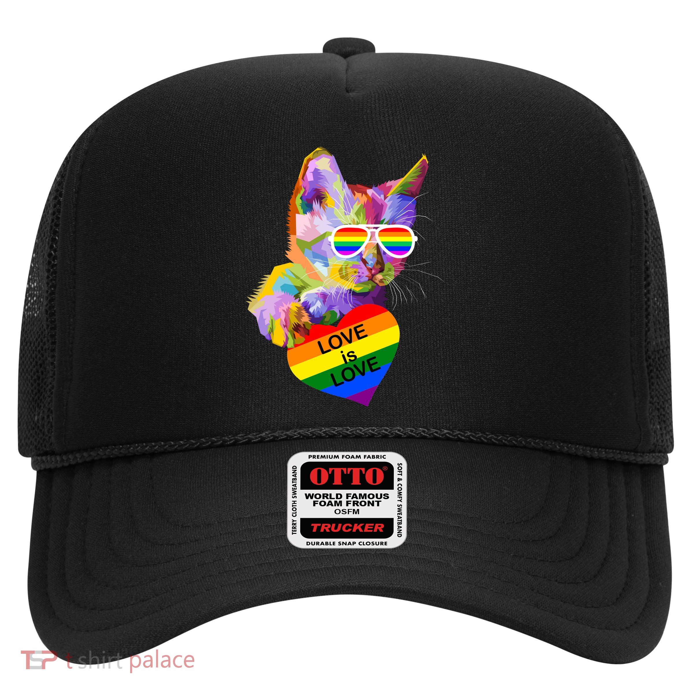 Love Is Love Retro Cat Pride Month Trucker Hat