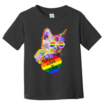 Love Is Love Retro Cat Pride Month Toddler T-Shirt