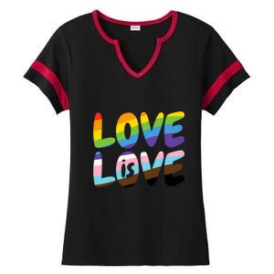 LOVE IS LOVE Ladies Halftime Notch Neck Tee