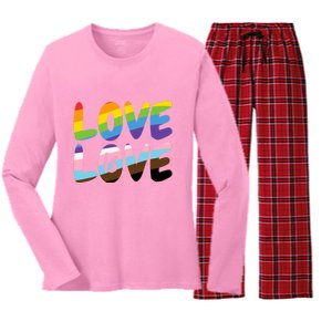 LOVE IS LOVE Women's Long Sleeve Flannel Pajama Set 