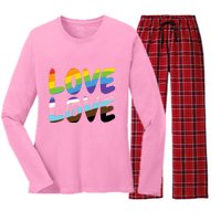 LOVE IS LOVE Women's Long Sleeve Flannel Pajama Set 