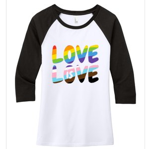 LOVE IS LOVE Women's Tri-Blend 3/4-Sleeve Raglan Shirt