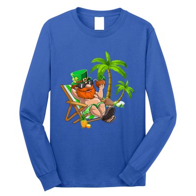 Lucky Irish Leprechaun Hawaiian Surfing St Patrick Day Retro Gift Long Sleeve Shirt