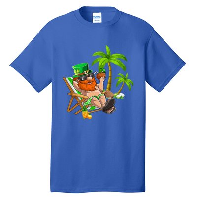 Lucky Irish Leprechaun Hawaiian Surfing St Patrick Day Retro Gift Tall T-Shirt