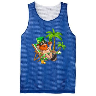 Lucky Irish Leprechaun Hawaiian Surfing St Patrick Day Retro Gift Mesh Reversible Basketball Jersey Tank