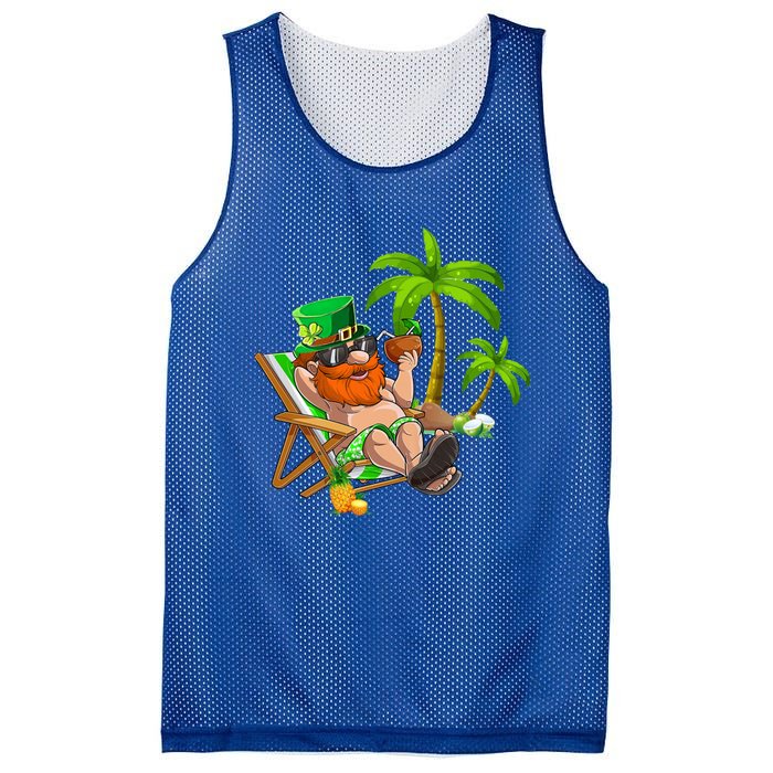 Lucky Irish Leprechaun Hawaiian Surfing St Patrick Day Retro Gift Mesh Reversible Basketball Jersey Tank