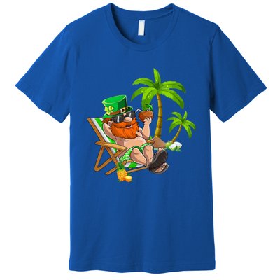 Lucky Irish Leprechaun Hawaiian Surfing St Patrick Day Retro Gift Premium T-Shirt