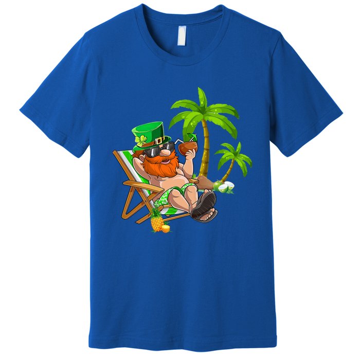 Lucky Irish Leprechaun Hawaiian Surfing St Patrick Day Retro Gift Premium T-Shirt