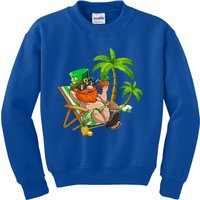 Lucky Irish Leprechaun Hawaiian Surfing St Patrick Day Retro Gift Kids Sweatshirt