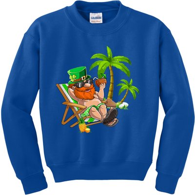 Lucky Irish Leprechaun Hawaiian Surfing St Patrick Day Retro Gift Kids Sweatshirt