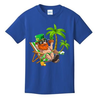 Lucky Irish Leprechaun Hawaiian Surfing St Patrick Day Retro Gift Kids T-Shirt