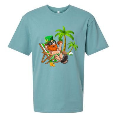 Lucky Irish Leprechaun Hawaiian Surfing St Patrick Day Retro Gift Sueded Cloud Jersey T-Shirt