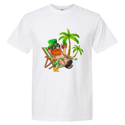 Lucky Irish Leprechaun Hawaiian Surfing St Patrick Day Retro Gift Garment-Dyed Heavyweight T-Shirt